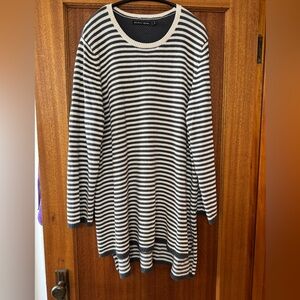 Gudrun Sjoden Black and White Striped High-Low Sweater